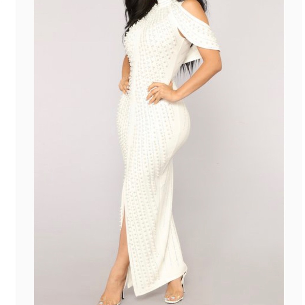 White pearl formal dress